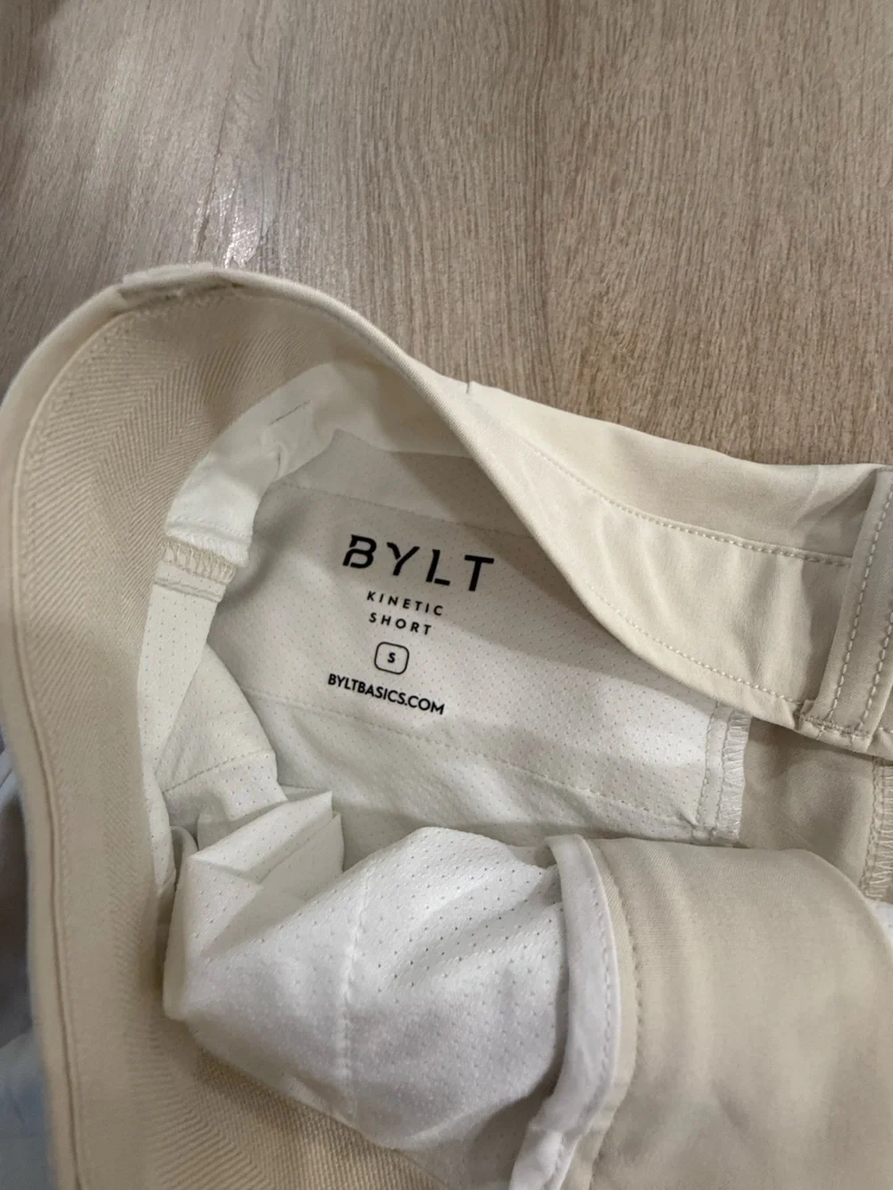 BYLT Premium Basics Kinetic Khaki Tan Short Performance Golf Minimalist S